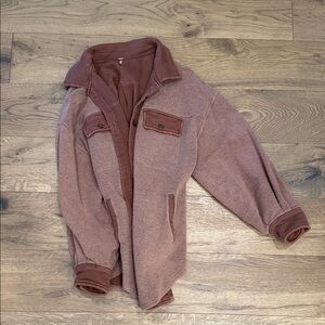 Free People Pink Shirt Jacket